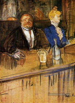 Au Café Le Client et le Caissier Anémique après Impressionniste Henri de Toulouse Lautrec Peinture à l'huile